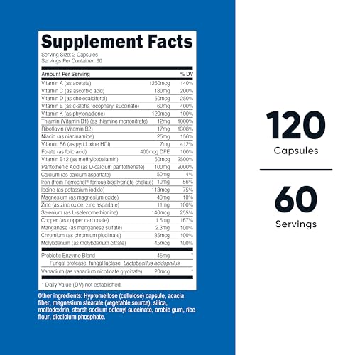Nutricost Multivitamin with Probiotics 120 Vegetarian Capsules - Packed with Vitamins & Minerals - Image 3