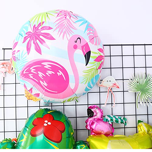 12 Pcs Flamingo Foil Balloons Hawaiian Flamingos Bird Pineapple Stars Leaf Pink Mylar Aluminum Helium Party Balloons For Wedding Birthday Baby Shower Holiday Tropical Summer Beach Luau Party Supplies #TOP2