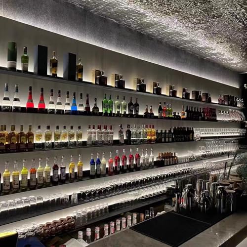 Casier à vin flottant : gagnez de la place au mur avec un rangement LED invisible noir