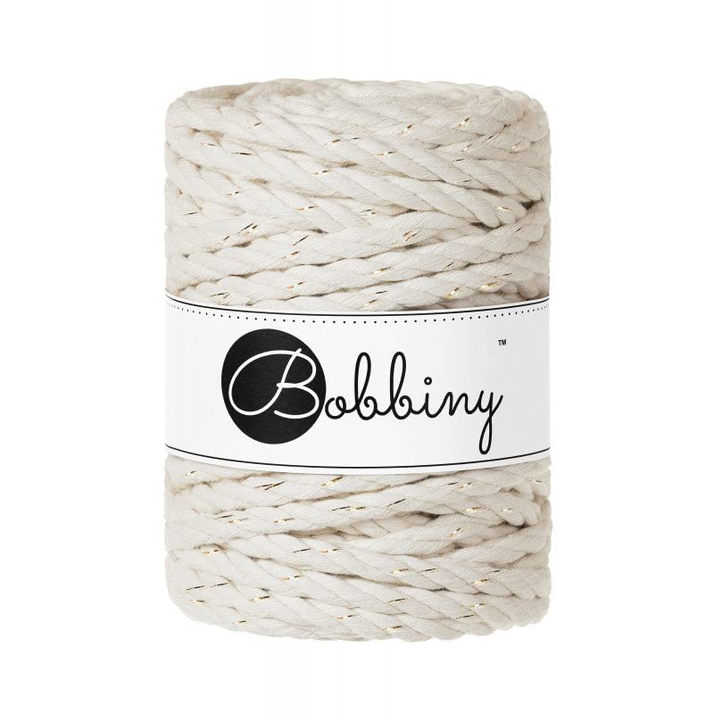Bobbiny Cordon macramé 3 plis 9 mm (doré naturel) 30 m