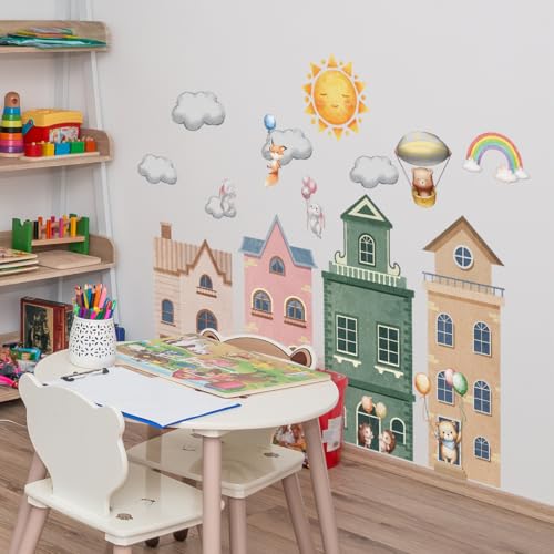 Vinilos decorativos removibles con animales y casas miniatura 4