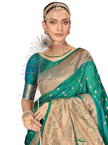 Image of Mehrang Women's Pure Kanjivaram Silk Saree Banarasi Silk Wedding Sarees for Women with Blouse Piece