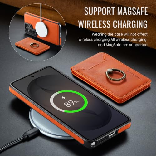Étui portefeuille iPhone 16 Pro Max orange compatible charge Magsafe
