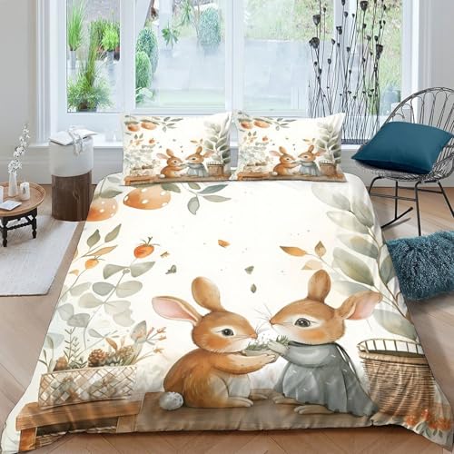 Housse de couette lapins microfibre 135x200 parure de lit enfant - 4