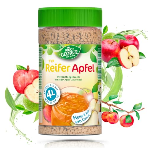 KING GEORGE reifer Apfel Instant Teegetränk 6 x 400g Instantteegetränk mit Apfelgeschmack, Heiß & Kalt ein Genuss, Krümeltee Vorratspackung - Getränk für Sommer, Geburtstag, Party