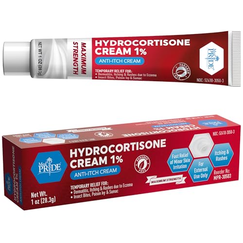 MED PRIDE Hydrocortisone 1 Oz Tube Cream, 1% for Hemorrhoids, Hemorrhoid Hydrocortisone Cream, Anti-Itch Ointment for Itching, Swelling, Rash, Dermatitis, Bug Bites