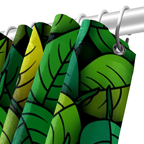 Rideau de douche élégant aux motifs de feuilles vertes, textile durable - 6