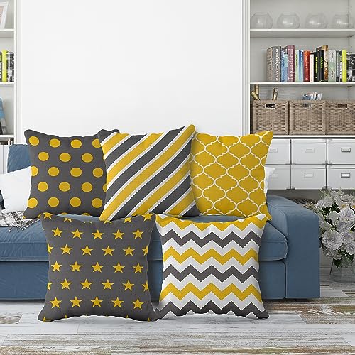 Homelett Avant Set of 5 Hand Painted 100% Cotton Premium Cushion Covers (18 x 18 inch, Fiver)