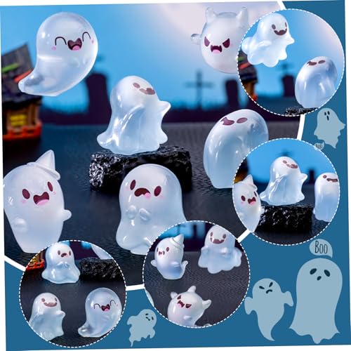 Figurine fantôme phosphorescente mini résine pour déco table Halloween