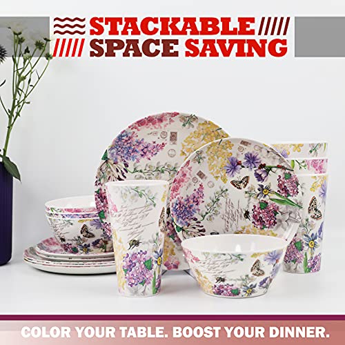 Dapoto Melamine Dinnerware Set For 4-16 Pcs:Camping Dishes Set With Dinner Plates,Salad Plates,Cups And Bowls.Lightweight And Unbreakable.Indoor And Outdoor Use. thumb #2