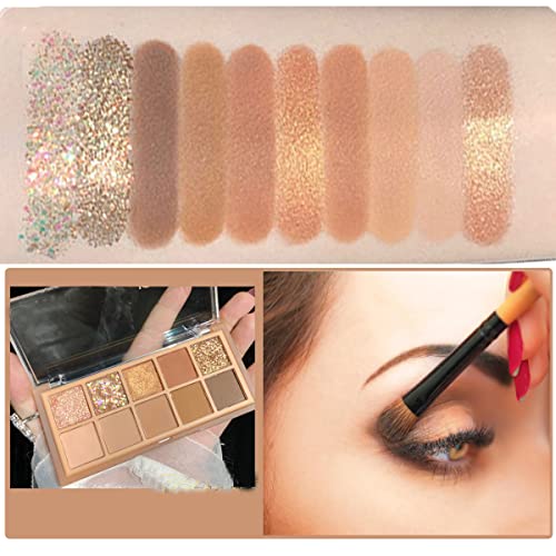 Aaiffey 10 Colors Eyeshadow Palette,Highly Pigmented Matte Shimmer Eye Makeup Palette Velvety Texture Nude Eye Shadow Brightener Glitter Eyeshadow,02# #TOP1