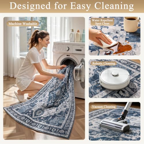 CloudParadise Washable 2x3 Entry Rug: Soft Vintage Washable Rugs - image 5