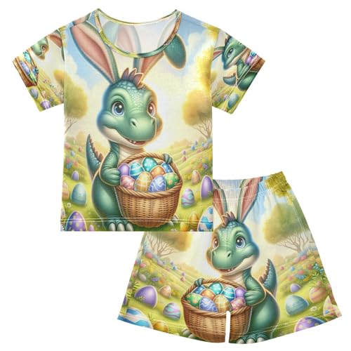 Easter Dino Eggs Cute Pajama Set Short Sleeve Pajamas Shorts Sets Cotton Soft Loungewear Sleepwear 5Y