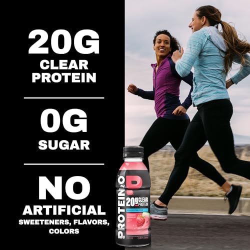 Protein2o Hydration Drink - 2-in-1 Liquid Clear Whey Protein Isolate and Electrolyte Drink - 20g Protein, Vitamins B5, B6 - Post-Workout Recovery - 16.9 Fl Oz - 12 Count Strawberry Watermelon - Image 4