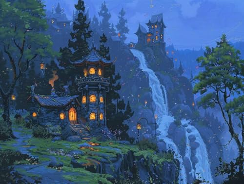 Diamond Painting Paysage de cascade anti stress pour embellir un mur vide