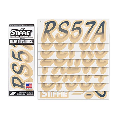 Image of STIFFIE Whipline Navy /Tan 3 inch Boat & PWC Registration Decals • Numbers Letters Stickers