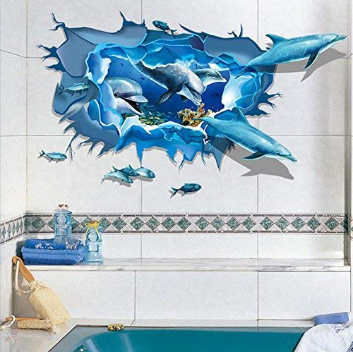 Autocollants muraux dauphins pour décorer le salon et couloir