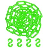 M METERXITY Plastik Absperrkette 5Ft Länge Grüne Plastik Wasserdichte Sicherheitskette Mit S-Förmiger Schnalle Für Personenführung/Aufzug/Parkplatz/Einfahrt Warnkettenglied