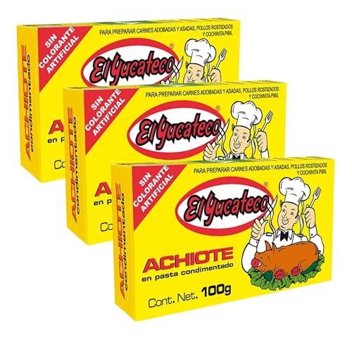 El Yucateco Achiote en Pasta Condimentada – 100 g | Sazonador Tradicional Mexicano para Carnes, Tacos y Guisos - Pack Laborawi (3 x 100g)