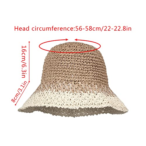 Sombrero de paja crochet color sólido para mujer miniatura 2