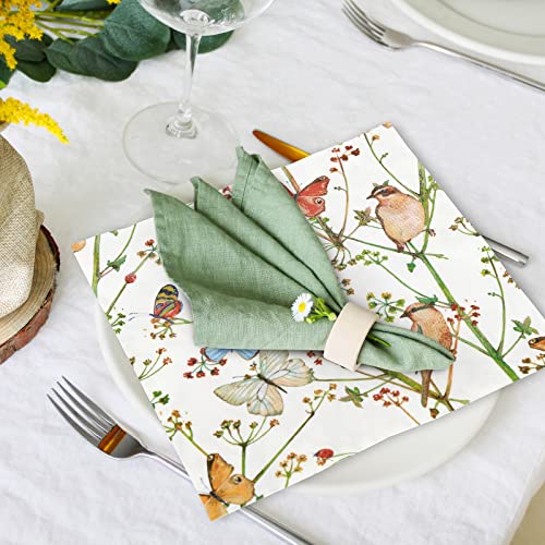 Anydesign 100 Pack Bird Luncheon Napkins Watercolor Butterfly Flowers Paper Decorative Napkins Disposable Dessert Dinner Hand Napkin For Wedding Tea Party Dining Supplies, 6.5 X 6.5 Inch #TOP4