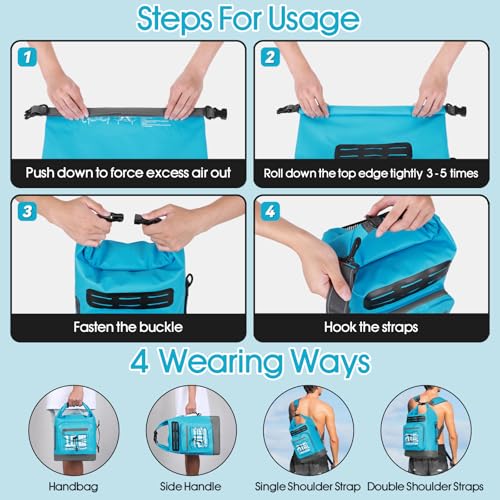 Image of MORXPLOR Dry Bag Waterproof,5L /10L /20L /30L /40L /55L Roll Top Dry Bag Backpack with WaterProof Phone Case for Swim,Kayak
