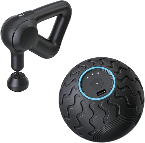 TheraGun Prime Wave Series Bundle - Wave Solo - Dispositivo de terapia de vibración inteligente ultraportátil y pistola de masaje de percusión