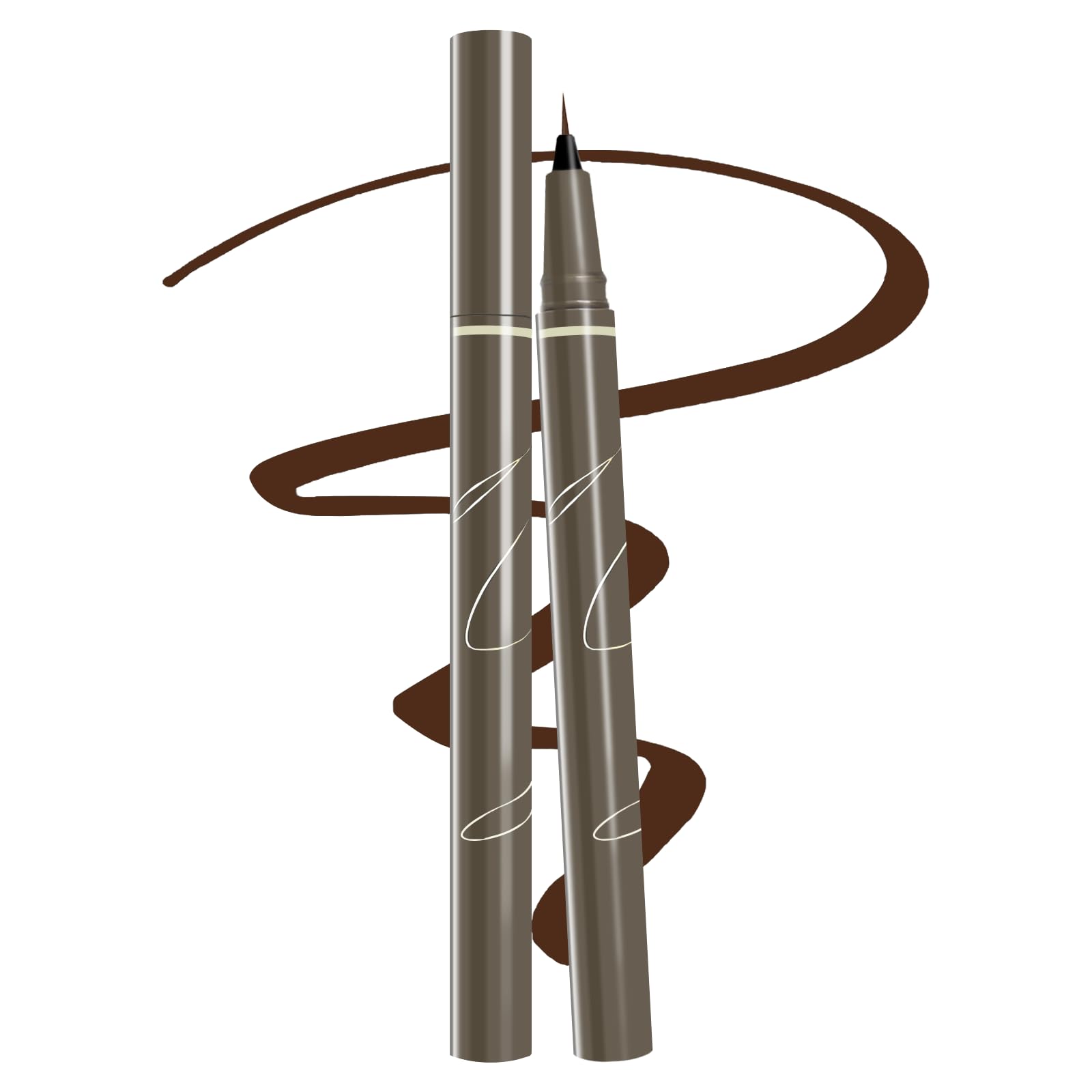 Ultra Thin Liquid Eyeliner, Felt Tip for Precise Eye Lines, Brown 2#Brown 1 Count (Pack of 1)