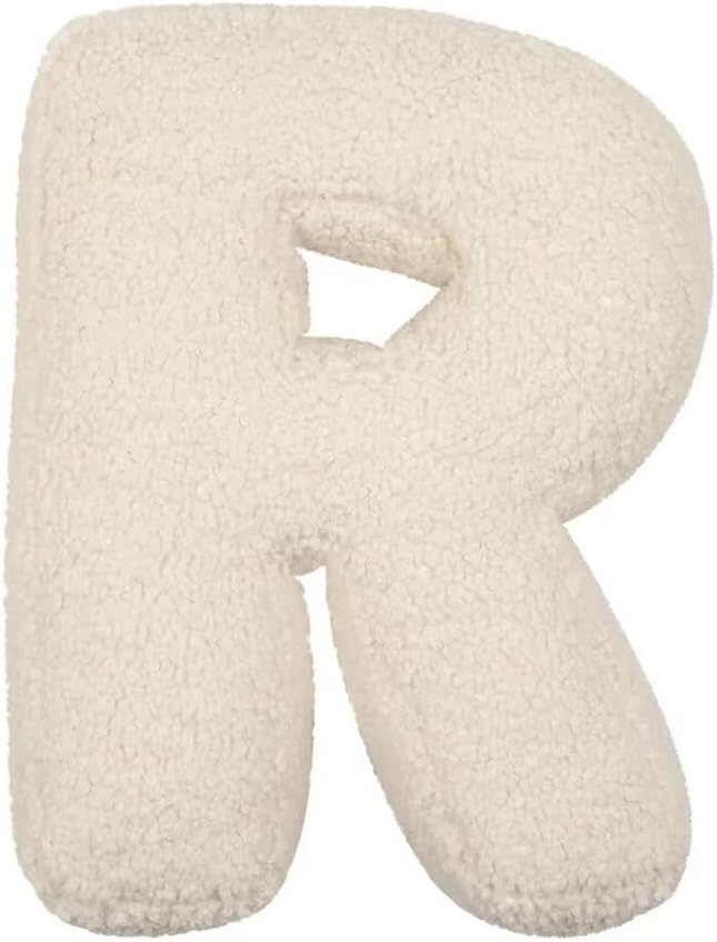 Letter Pillow, Soft Letter Pillows Decorative Throw Pillows with 26 English Alphabet Letters (A to Z), Cute Letter Throw Cushion Letter Shaped Hugging Plush Pillow for Bed, Couch, Sofa(R)