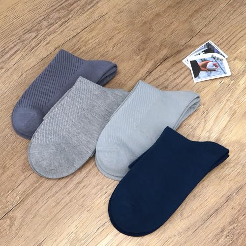 SERISIMPLE Men’s Bamboo Viscose Ankle Quarter Thin Socks Breathable Soft Summer Mesh Design, Anti-Odor Casual Dress 5 Pairs3