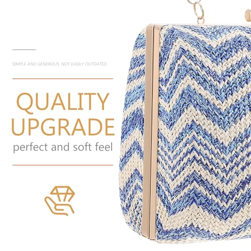 Sac bandoulière en paille bleu léger et créatif avec structure antichoc - 5