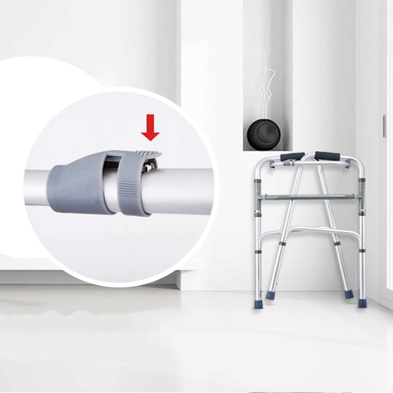 Andador sin Ruedas Andador Ligero y Plegable de Aluminio para Personas Mayores Altura Ajustable para Adultos y