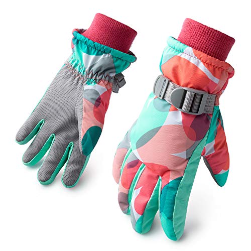 Vagasi Kids Winter Gloves Thermal Ski Gloves Waterproof Warm Snow Gloves Adjustable Windproof for Boys and Girls