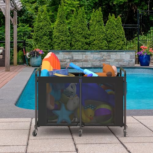 StorageWorks 210 Gallon Pool Float Storage, Mesh Pool Toy Storage Bin with Wheel and Side - image 6