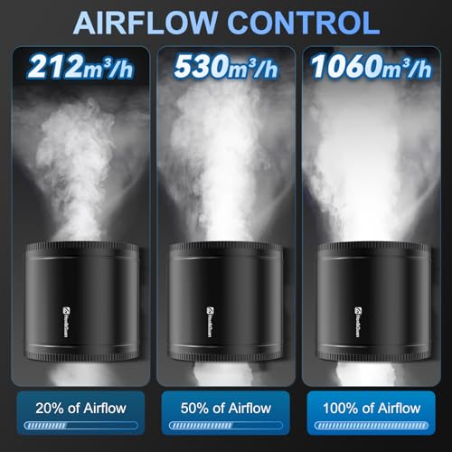 Image of Hon&Guan 8 Inch Inline Booster Duct Fan with Speed Controller - 623 CFM Airflow with 44W Ultra-Low Power and Low Noise