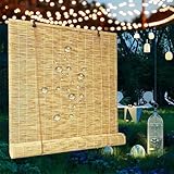 Persianas de Bambu Exterior Cortinas de Cañas natural Persianas Romanas Estores Enrollables Bambú 30 40 50 65 80 100 120 160 180cm protección solar Fácil de Instalar para Jardín Porche Terraza Cocina