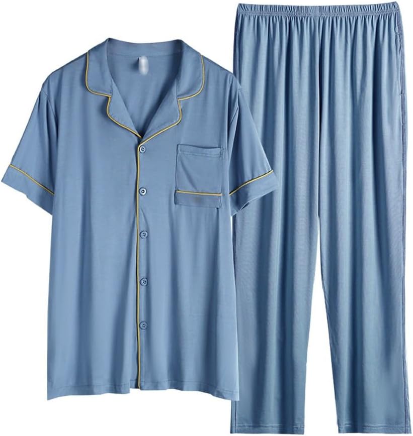 Cool Feeling Pyjamas Men's Thin Section Short-sleeved Long Trousers Loungewear Suit