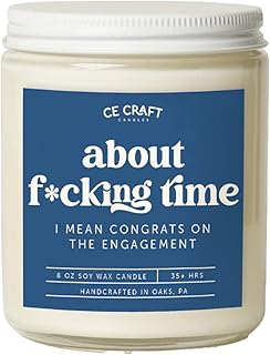 CE Craft - About F*cking Time Candle - Scented Soy Wax Candle - Gift for Engagement, Bride - Gift for Newly Engaged Couple - Engagement Gift for Best Friend - Funny Engagement Gift (Sugar Cookie)