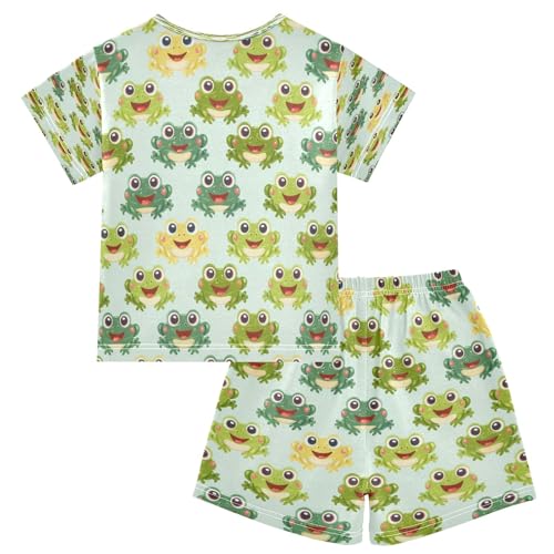 Standing Frog Kids Pjs Set Boys Girls Summer Short-Sleeve Sleepwear Pajamas 2PCS2
