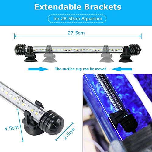 Image of Aquarium Light for Fish Tank,Auto on /Off Submersible White and Blue Aquarium Plant Light with Timer and dimming Function (11 inch (Timer & Dimming Function)