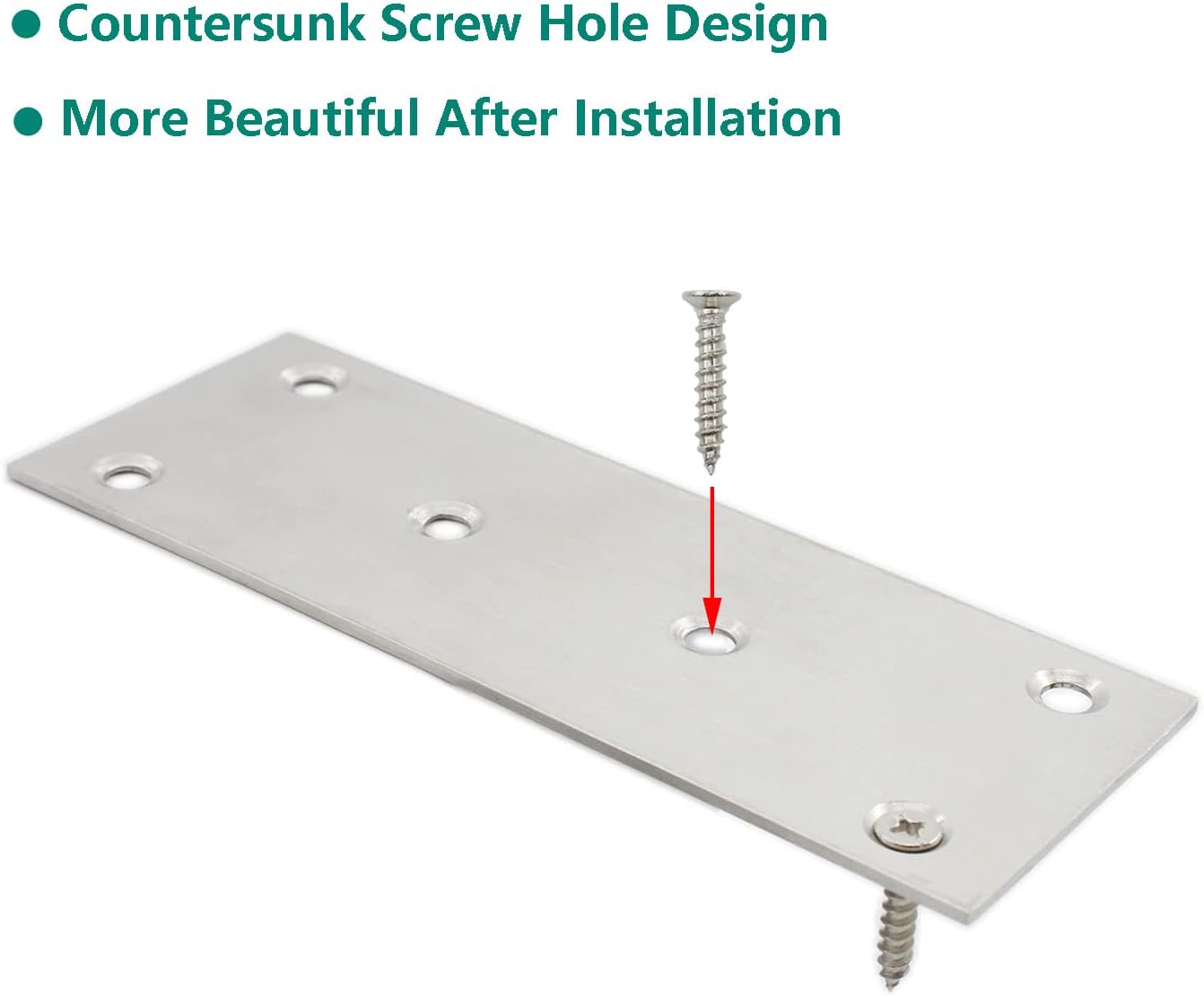 4 PCS Mending Plates Heavy Duty,ULIFESTAR Flat Bracket Stainless Steel Straight Brace Repair Fixing Plates Connector Joining Bracket for Wood Furniture Shelves Cabinets with Mounting Screws