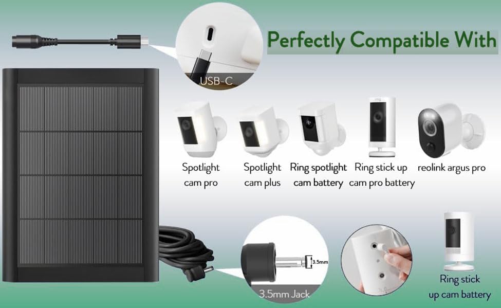 2-Pack 5W Solar Panel Charger (2nd Gen) for Ring Stick Up Cam & Spotlight Cam - image 3