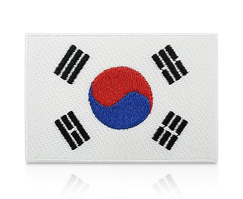 Finally Home Parche termoadhesivo con la bandera de Corea del Sur, 7,5 x 5 cm, bandera de Corea del Sur, parches para planchar