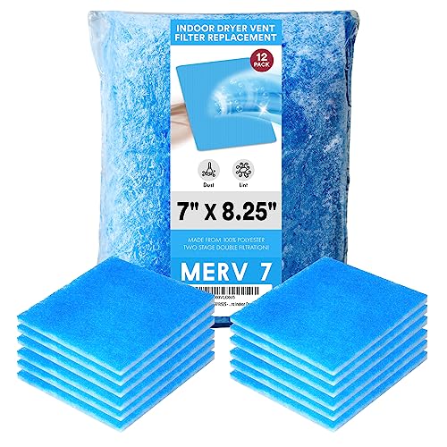 Dryer Filter Replacement - Compatible with Better Vent Indoor Dryer Vent Systems - Portable Indoor Dryer Filters - MERV 7 Double Filtration (12-Pack)