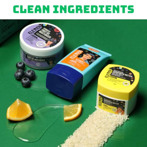 Image of Elemen Skin Care Kit for Boys (11-19 Yrs) | Face Wash, Oil-Free Moisturizer & Sunscreen | 3-Step Pimple & Oil Control Combo | Complete Grooming Gift Set for Teenage & school teens