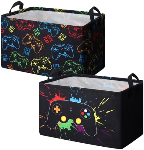 Amazon.com: Yoande 2 Pcs Gamer Storage Basket Rectangle Gamer Laundry ...