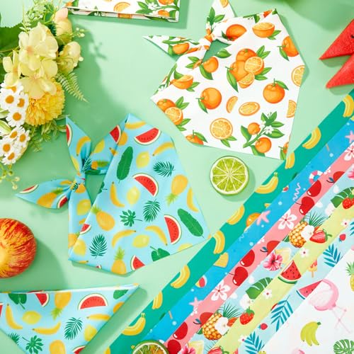 Image of Abbylike 50 Pcs Summer Hawaiian Dog Bandanas Bulk, Tropical Fruits