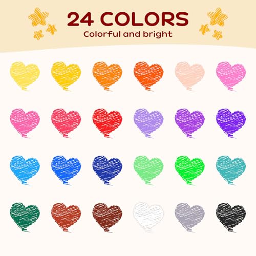 Image of YPLUS Toddler Crayons, 24 Washable Easy-Grip Peanut Crayons, No Toxic