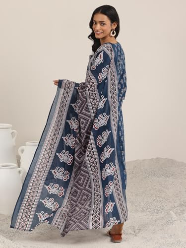 Image of Libas Printed Cotton Straight Kurta with Trouser and Dupatta