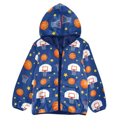 Basketballs Blue Boy Comfy Warm Fleece Jacket with Polar Fleece Lining 3T